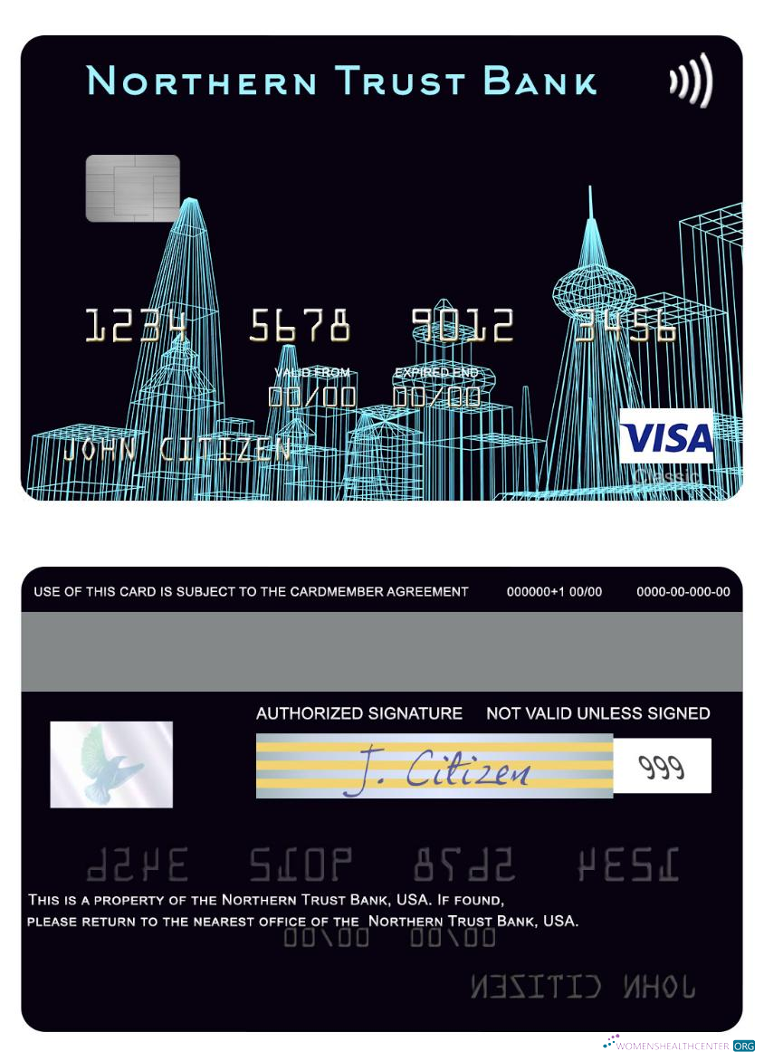Download USA Northern Trust Bank visa card Photoshop template